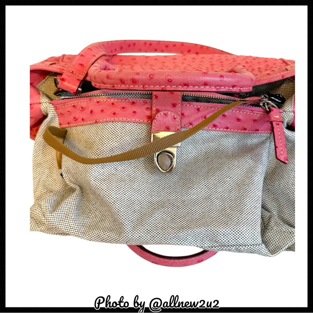 SALE USE BUY NOW Dooney & Bourke Double Handle Ostrich Pattern Pink Satchel - Picture 12 of 16